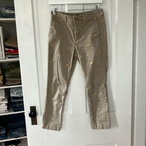J. Crew Tan Chinos with gold polka dots - size 25P